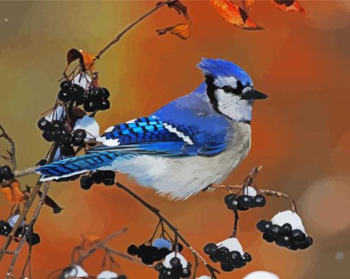 Blue Jay Bird Paint By Number