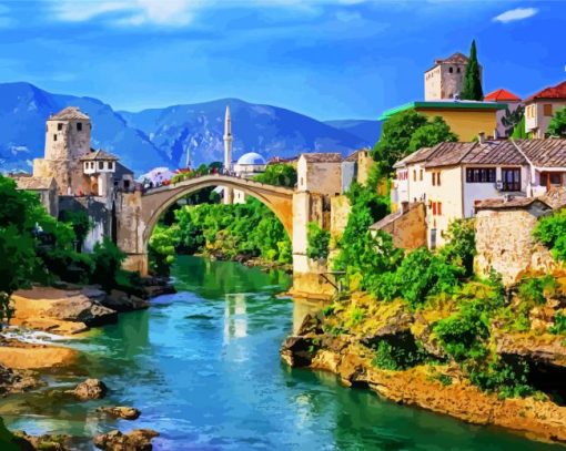 Bosnia And Herzegovina Mostar Paint by Number