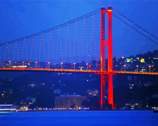 Bosphorus Bridge At Night Paint by Number