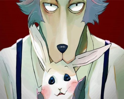 Cute Haru And Legosi From Beastars Paint By Number