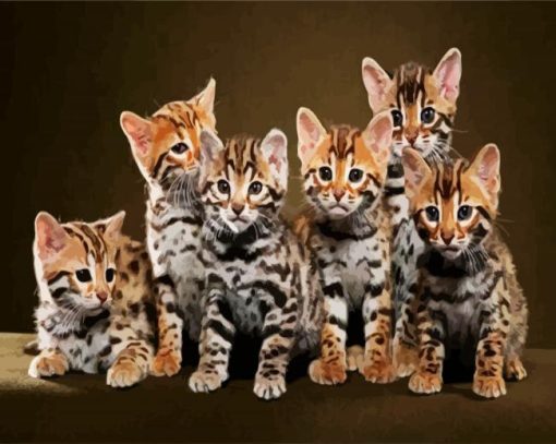 Cute Bengal Kitties Paint By Numbers