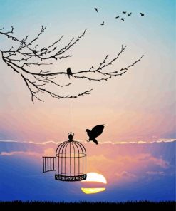 Free Bird Silhouette Paint By Number