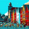 Illustration Bergen Norway Paint by Number