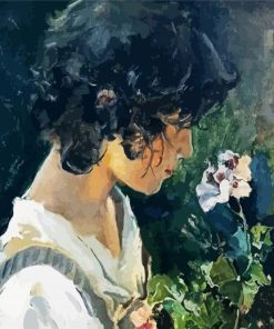Italian Girl With Flowers By Sorolla Paint By Numbe