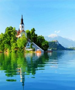 Lake Bled Castle In Slovenia paint by number