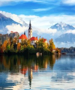 Lake Bled In Fall paint by number