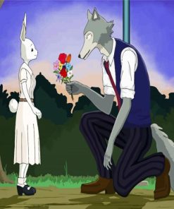 Legosi Giving Flowers To Haru Beastars Paint By Number