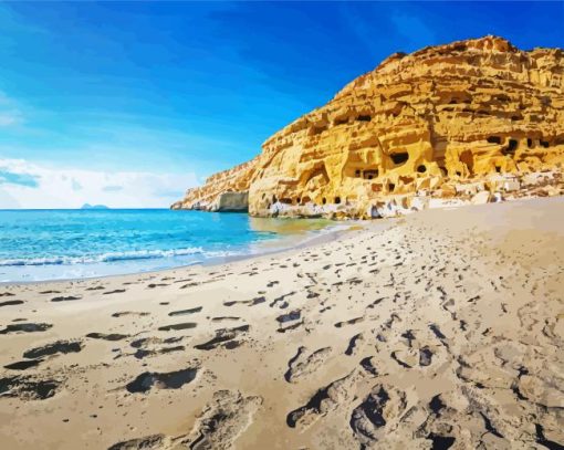 Matala Beach paint by number
