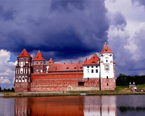 Mir Castle Complex Reflection In Belarus Paint By Number