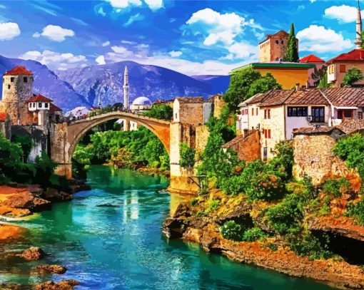 Mostar Bosnia And Herzegovina Paint by Number