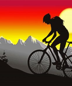 Mountain Biking Silhouette Paint By Number