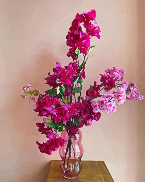 Pink Purple Bougainvillea Vase Paint By Number