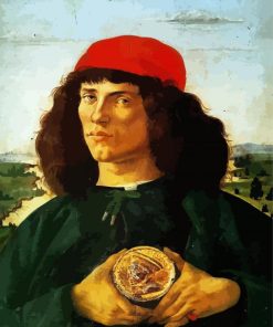 Portrait Of A Man With A Medal Of Cosimo The Elder By Botticelli paint by number