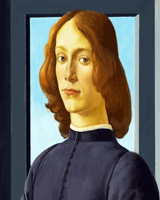 Portrait Of A Young Man Holding A Roundel By Botticelli Paint By Number