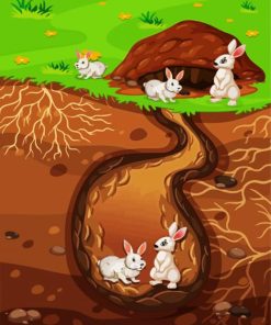 Rabbits In Burrow Paint By Number