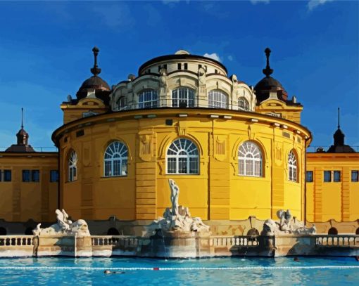 Aesthetic Széchenyi Thermal Bath Budapest Paint by Number