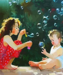 Aesthetic Siblings And Bubbles Paint By Number