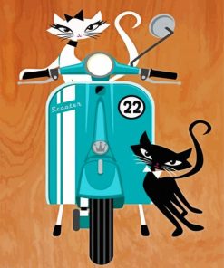 Cats And Scooter Paint By Number