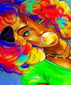 Colorful Bubblegum Girl Paint by Number