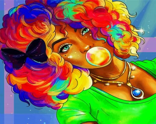 Colorful Bubblegum Girl Paint by Number