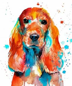 Colorful English Cocker Spaniel paint by number