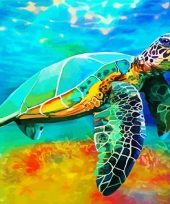 Colorful Sea Turtle paint by number
