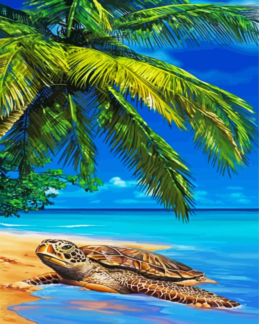Island Sea Turtle paint by number