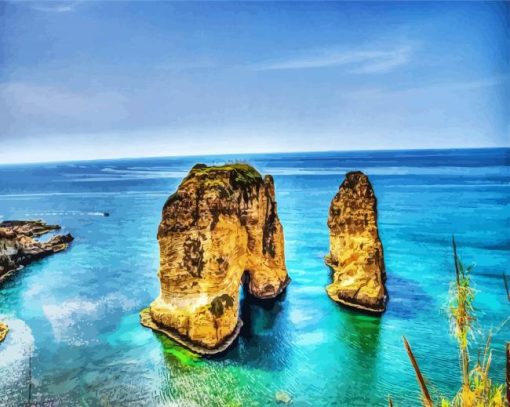 Raouche Rocks In Beirut Lebanon Paint By Number