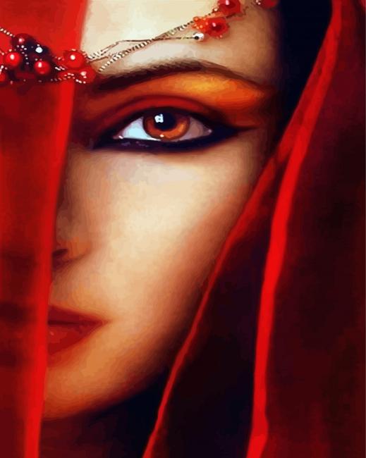 Red Eye Beautiful Girl Paint By Number