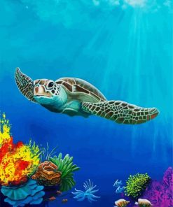Sea Turtle In The Ocean paint by number