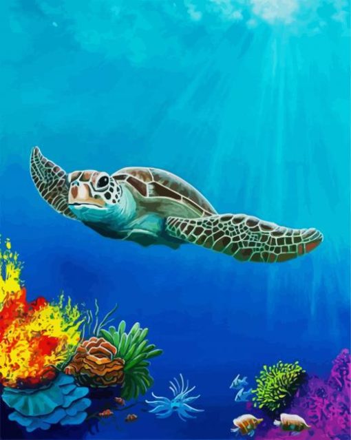 Sea Turtle In The Ocean paint by number