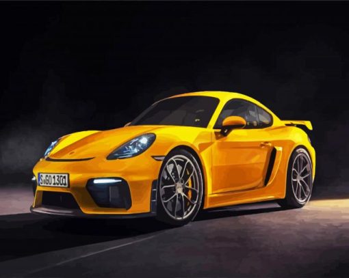 Yellow Porsche Cayman paint by number