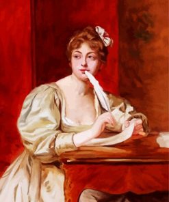 Antique Lady Writing Letter Paint By Number