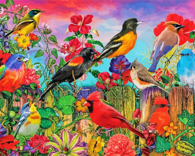 Aesthetic Birds And Blooms Paint By Numbe