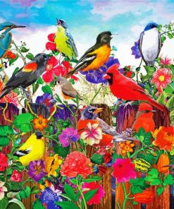 Birds And Flowers Paint By Numbe
