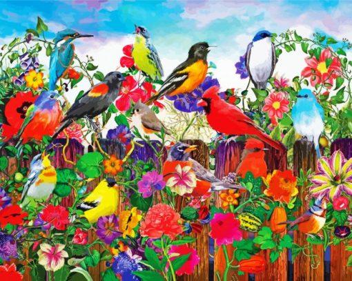 Birds And Flowers Paint By Numbe