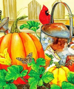 Birds And Pumpkins Paint By Number