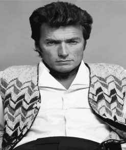 Black And White Young Clint Eastwood Paint By Number