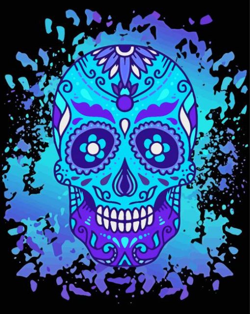 Blue Sugar Skull Paint By Number