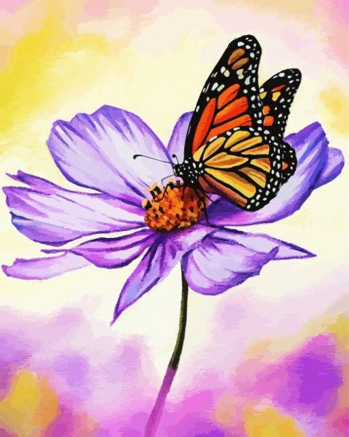 Butterfly On Cosmos Paint By Number