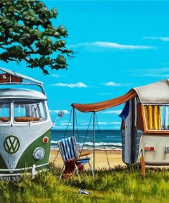 Camping In Beach Paint By Number
