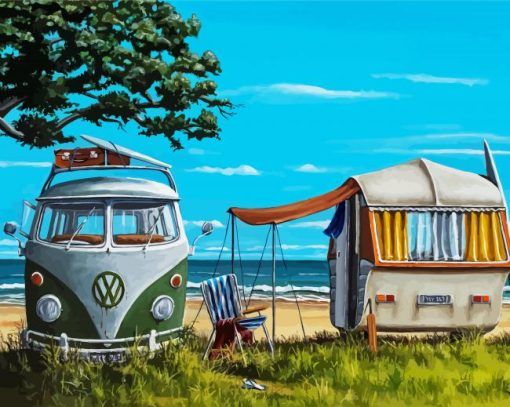 Camping In Beach Paint By Number