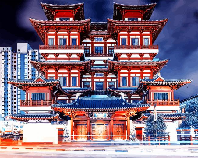 Chinatown Buddha Tooth Relic Temple Paint By Number
