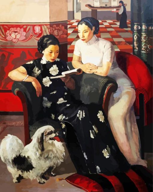 Chinese Women Reading Paint By Numbers