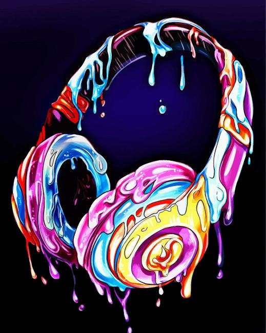 Colorful Splatter Headphones Paint By Number