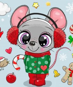 Cute Mouse With Headphones Paint By Number