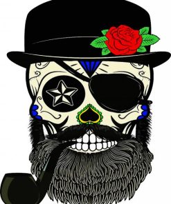 Day Of The Dead Pirate Skull With Beard Paint By Number