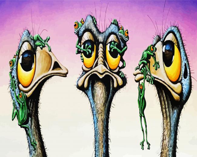 Emu Bird And Frogs Paint By Number