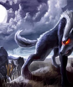 Fantasy Wolf In Cemetery Paint By Number