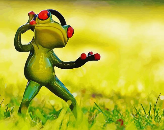 Frog With Headphones Paint By Number